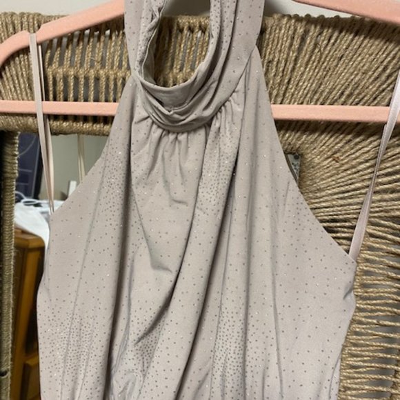 Le Chateau Tan Sparkly Mini Dress - Picture 2 of 5